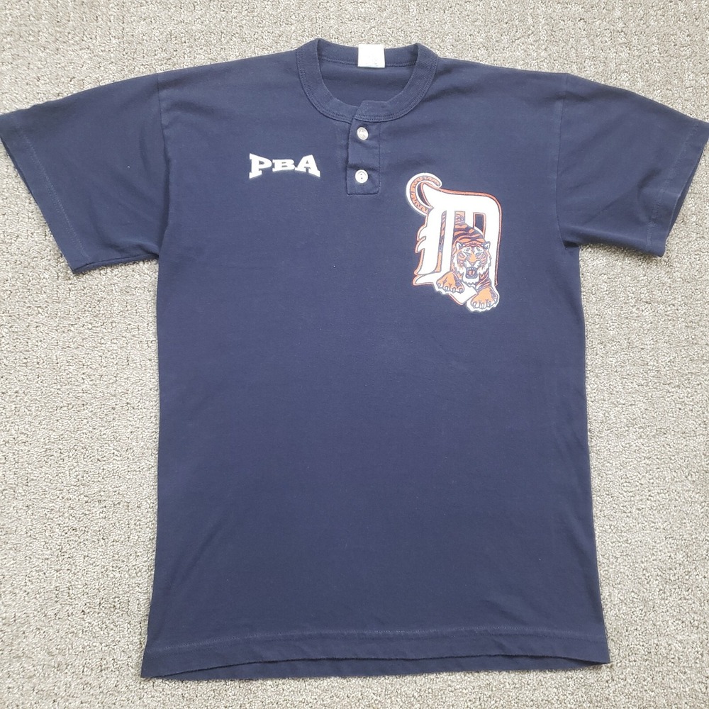 Russell Athletic Detroit Tigers Shirt Youth XL Navy Vintage Henley NuBlend MLB